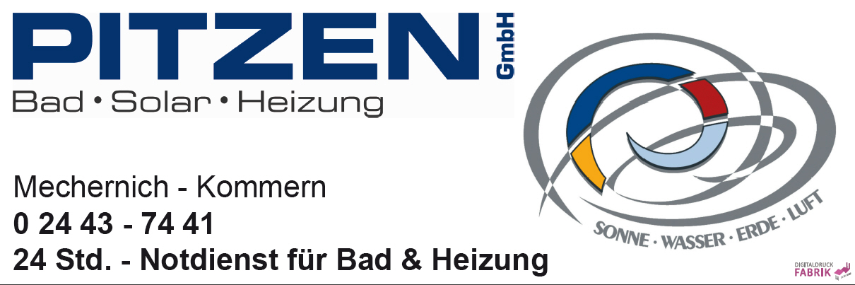 Pitzen GmbH · Bad · Solar · Heizung, Kommern — Sponsor der SG Rotbachtal-Strempt